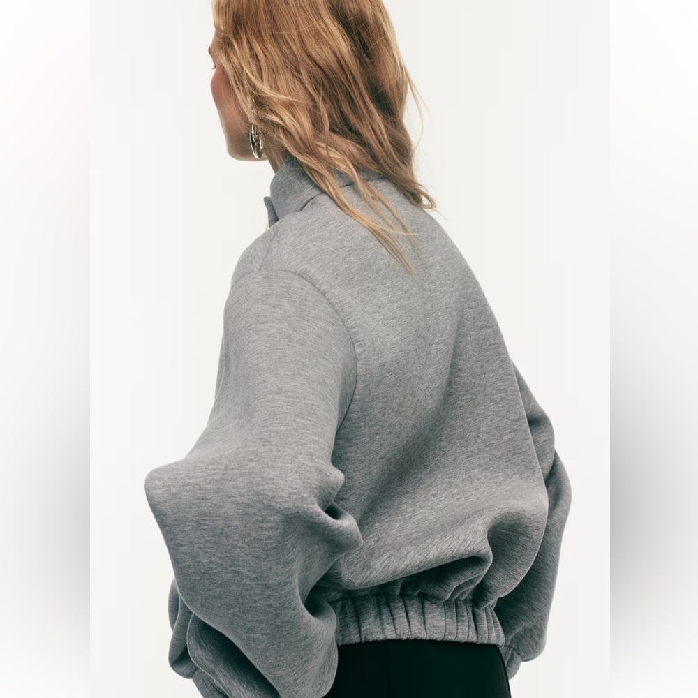 New H&M Viral Gray High Neck Scuba Sweatshirt - Picture 7 of 11